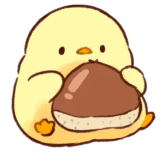 🤩 pollito, mono, pájaro, kawaii, animal, amarillo, castaña, comida whatsapp sticker