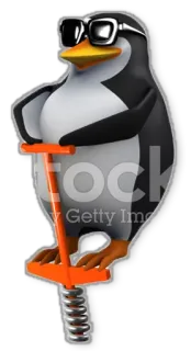 ❗ penguin, pogo stick, sunglasses, cartoon, animal, toy telegram sticker