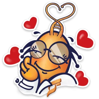 ❤ การ์ตูน, เอเลี่ยน, หัวใจ, ความรัก, แว่นตา, น่ารัก telegram sticker