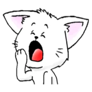😴 chat, bâillement, chat blanc, dessin animé, autocollant telegram sticker