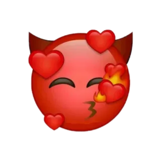 😍 Biểu tượng cảm xúc, Ác quỷ, Trái tim, Tình yêu, Hôn, Đỏ telegram sticker