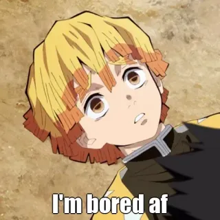 🙂 Zenitsu Agatsuma Demon Slayer I'm bored af Anime, bosan, Zenitsu, Kimetsu no Yaiba, lucu telegram sticker
