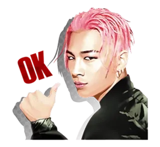 😉 uomo, capelli rosa, ritratto, kpop, idol, pollice in su whatsapp sticker