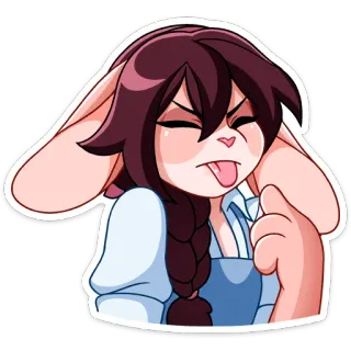 😝 autocollant, lapin, langue, tresse, dessin animé telegram sticker