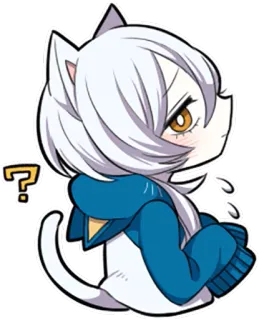 ❓ Anime, Kot, Znak zapytania, Naklejka, Słodki, Zdezorientowany telegram sticker