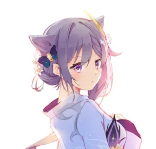 😗 Anime, Mädchen, lila Haare, Katzenohren, Illustration whatsapp sticker