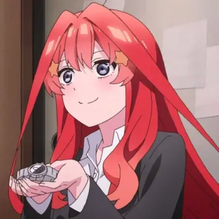 🌿 Itsuki Nakano The Quintessential Quintuplets anime, garota, cabelo ruivo, estrela, sorriso whatsapp sticker