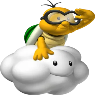 🤥 Lakitu Mario Lakitu, nuvem, Mario, personagem de videogame, voando, desenho animado telegram sticker