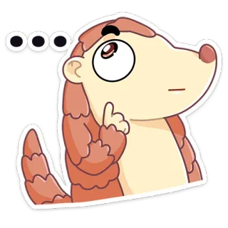 🤔 ooo панголин, животное, милый, думающий, мультфильм, иллюстрация whatsapp sticker