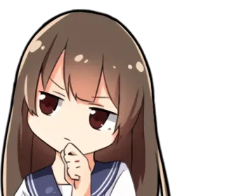🤔 chica anime, pensando, uniforme escolar, manga, lindo, expresión telegram sticker