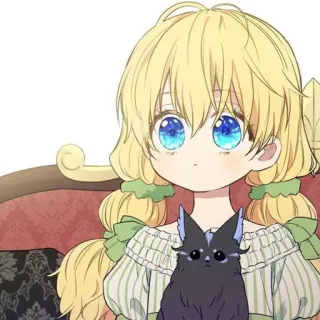 💫 chica anime, linda, niña, ilustración, dibujos animados, pelo rubio, arte digital telegram sticker