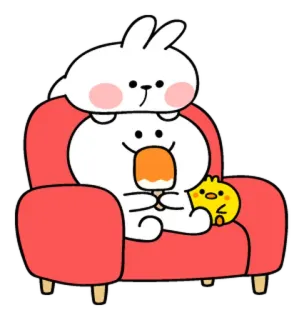 🌼 coelho, sorvete, frango, desenho animado, fofo, adesivo telegram sticker