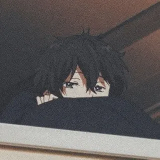 ➖ anime, boy, shy, hiding, cute telegram sticker