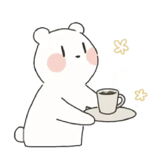 🌟 ours, café, mignon, kawaii, boisson, animal telegram sticker