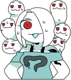 😅 sticker, cartoon, character, snake, ghost, creepy, monster telegram sticker