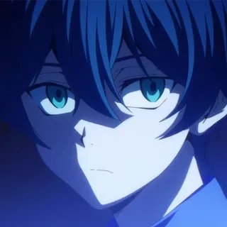 😟 anime, menino, cabelo azul, mangá telegram sticker