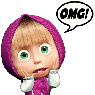 ✝️ Masha Masha and the Bear OMG! cartoon, girl, shocked, cute, expression whatsapp sticker