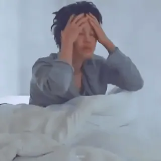 🗿 traurig, deprimiert, verärgert, gestresst, müde, Kopfschmerzen, Morgen, Schlaf whatsapp sticker