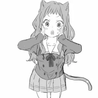 ✨ アニメ, 猫耳, かわいい, 可愛い, 女の子, 制服 telegram sticker