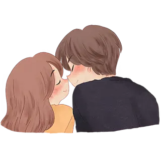 😍 couple, love, romance, kiss, cute, cartoon, affection, relationship whatsapp sticker
