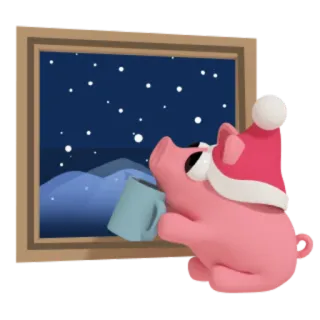 ☕ cochon, hiver, noël, vacances, neige, bonnet de père noël telegram sticker
