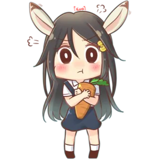 🐰 Anime, Coniglio, Carino, Carota, Ragazza, Chibi telegram sticker