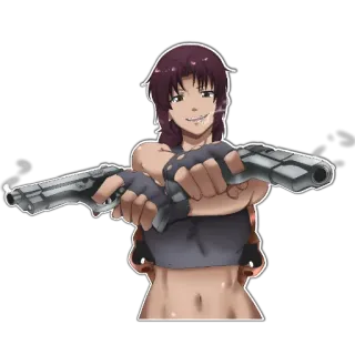 🤩 Revy Black Lagoon Anime, Arma, Arma da fuoco, Donna, Personaggio, Revy, Black Lagoon telegram sticker