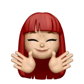 👐 Emoji, Sticker, Capelli rossi, Lentiggini, Sorriso, Mani telegram sticker