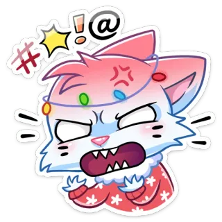 😠 bravo, gato, desenho animado, adesivo, expressivo telegram sticker