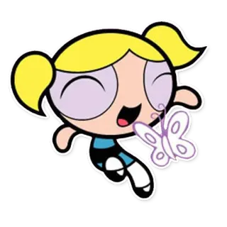 🦋 Bubbles The Powerpuff Girls cartone animato, ragazza, volare, farfalla, supereroe telegram sticker