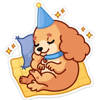 😴 Hund, Welpe, Schlaf, Party, süß, Tier, Cartoon, Sticker telegram sticker