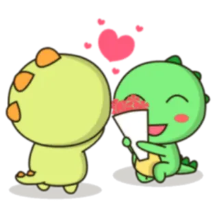 🌹 dinosauro, cartone animato, carino, amore, romantico, cuori, fiori, amicizia whatsapp sticker