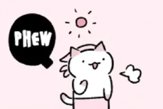 💨 PHEW Katze, Cartoon, Puh, Erschöpft, Süß, Kawaii, Schweiß telegram sticker