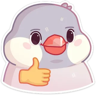 👍 vogel, schattig, duim omhoog, dier, emoji, positief telegram sticker