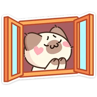 😌 chat, fenêtre, mignon, autocollant, dessin animé, animal telegram sticker