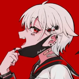 🍄 Malamute Аниме, Эстетика, Маламут, Искусство, Красный, Маска, Дерзкий telegram sticker