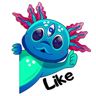 👍 Like สัตว์ประหลาด, น่ารัก, ยกนิ้ว, ถูกใจ, เป็นมิตร, การ์ตูน telegram sticker