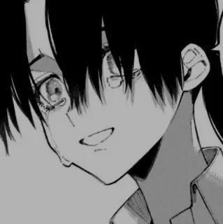 🗝 Anime, Manga, Sedih, Menangis, Emosional, Potret, Hitam Putih telegram sticker