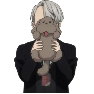 🙈 Victor Nikiforov Yuri on Ice Аниме, Yuri on Ice, Виктор Никифоров, Собака, Плюш whatsapp sticker