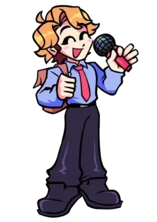 🔥 Senpai Friday Night Funkin' Videojuego, Personaje, Senpai, Friday Night Funkin, Micrófono, Dibujo animado telegram sticker