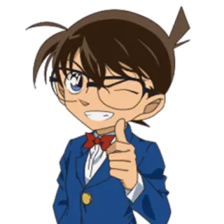 👍 Conan Edogawa Detective Conan อนิเมะ, นักสืบ, การ์ตูน, ตัวละคร, เด็กผู้ชาย, แว่นตา, ยกนิ้วโป้ง telegram sticker