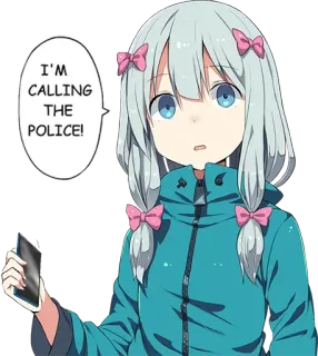 😠 I'M CALLING THE POLICE! アニメ, 女の子, 電話, 警察に通報 telegram sticker