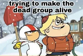 😥 trying to make the dead group alive Мультфильм, Зима, Снег, Дружба, Лопата, Смешной telegram sticker
