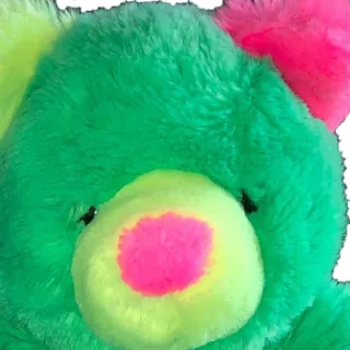 😔 teddy bear, stuffed animal, colorful, toy, plush, green, pink telegram sticker