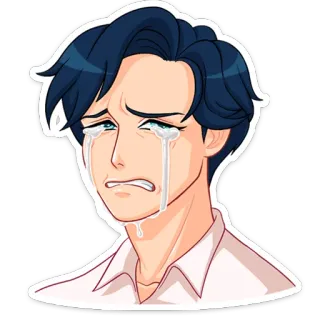 😭 ร้องไห้, เศร้า, อารมณ์, อนิเมะ, มังงะ, ผู้ชาย, น้ำตา, การ์ตูน whatsapp sticker