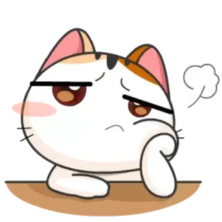 😕 猫, がっかり, 退屈, ぷう, 悲しい telegram sticker