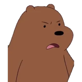 😠 Grizzly Bear We Bare Bears Desenho animado, Urso, Irritado, Aborrecido, Personagem telegram sticker