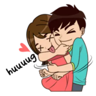 😊 漫画, ハグ, 愛, カップル, 感情, 遊び心 telegram sticker