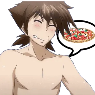 🍕 anime, pizza, food, male, blush telegram sticker