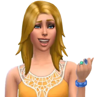 😄 sims, blonde, woman, smiling, video game telegram sticker